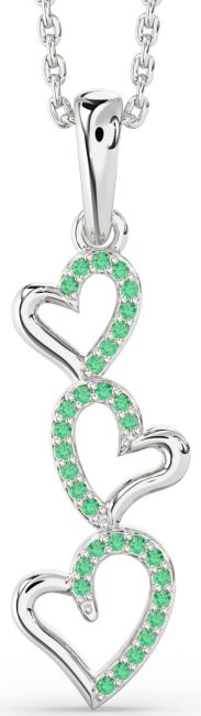 Emerald Silver Heart Necklace