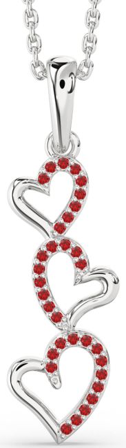 Ruby Silver Heart Necklace