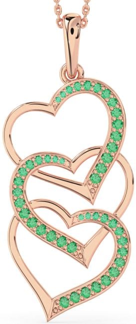 Large Emerald Rose Gold Heart Necklace