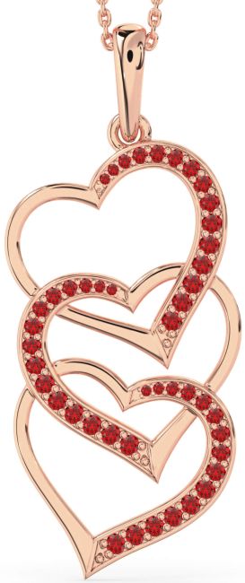 Large Ruby Rose Gold Heart Necklace