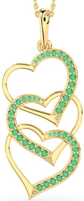 Large Emerald Gold Heart Necklace
