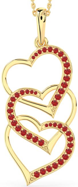 Large Ruby Gold Heart Necklace