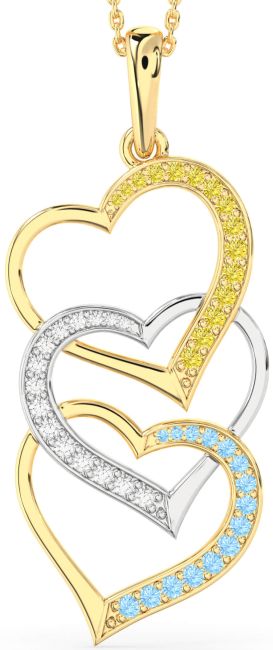 Large Platinum & Yellow Gold Heart Necklace