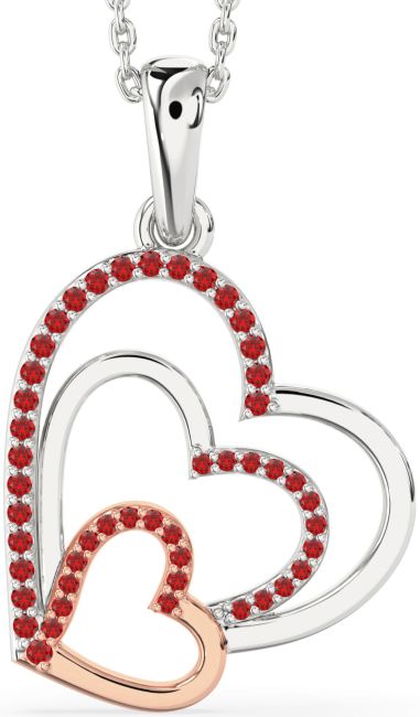 Ruby Rose Gold Silver Heart Necklace