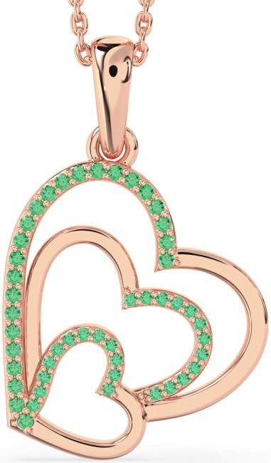 Emerald Rose Gold Heart Necklace