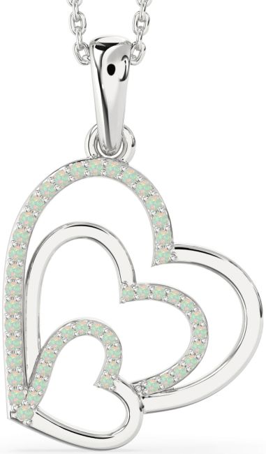 Opal Silver Heart Necklace