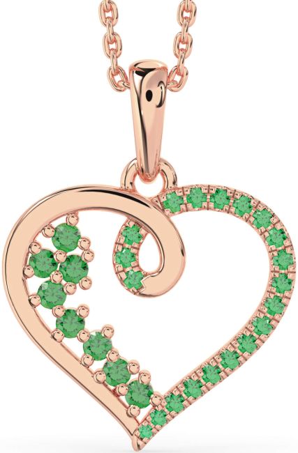 Emerald Rose Gold Heart Necklace