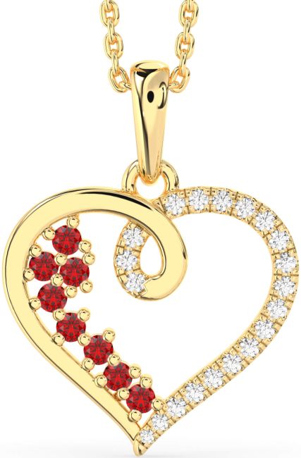 Diamond & Ruby Gold Heart Necklace