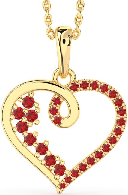 Ruby Gold Heart Necklace