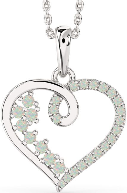 Opal Silver Heart Necklace