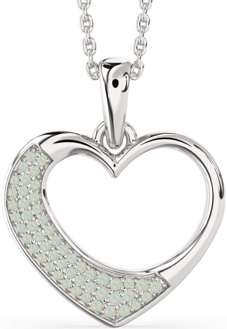 Opal Silver Heart Necklace