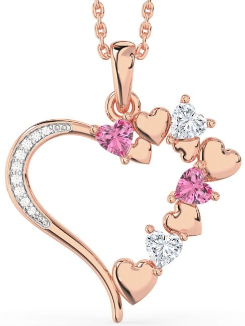 Large Diamond Rose Gold Heart Mother's Necklace