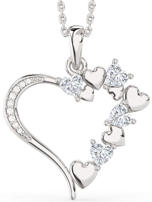 Large Diamond Platinum Heart Necklace