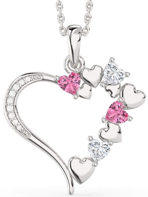 Large Diamond Platinum Heart Mother's Necklace
