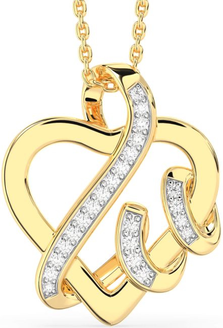 Diamond Gold Silver Heart Necklace