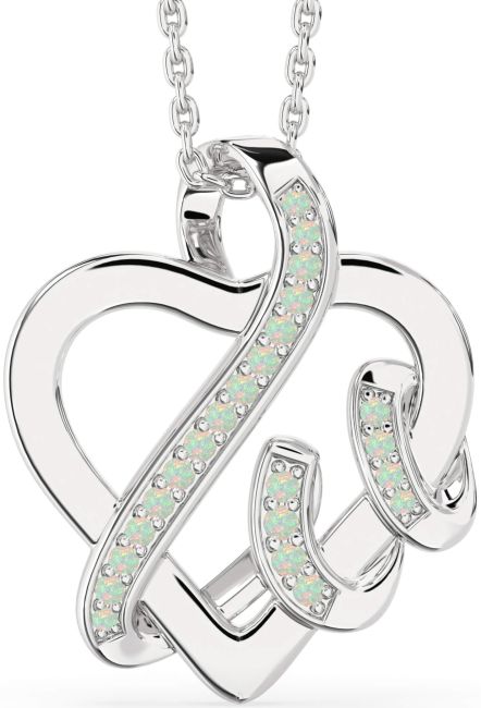 Opal Silver Heart Necklace