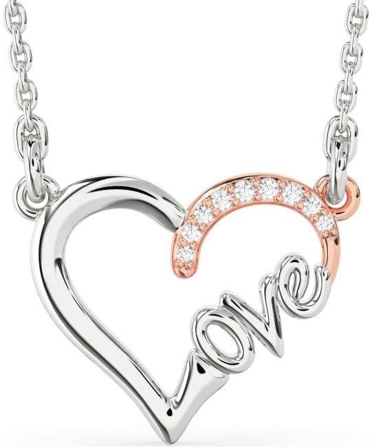 Diamond White Rose Gold Heart Necklace