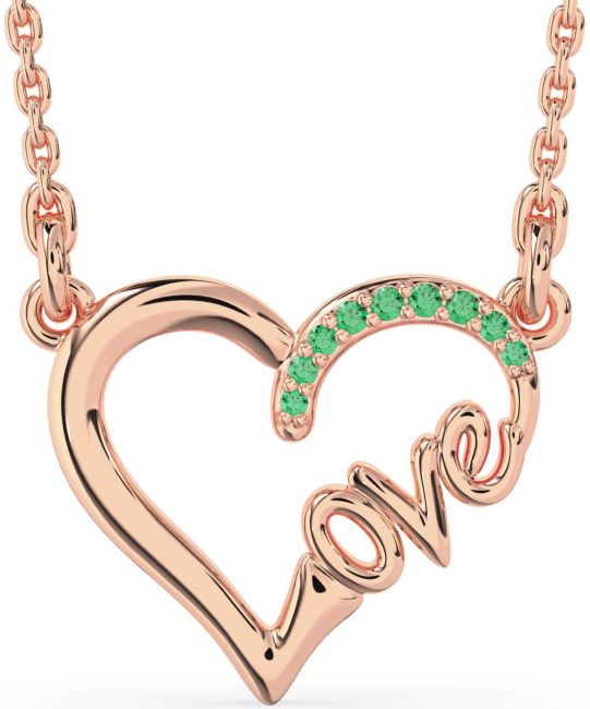 Emerald Rose Gold Heart Necklace