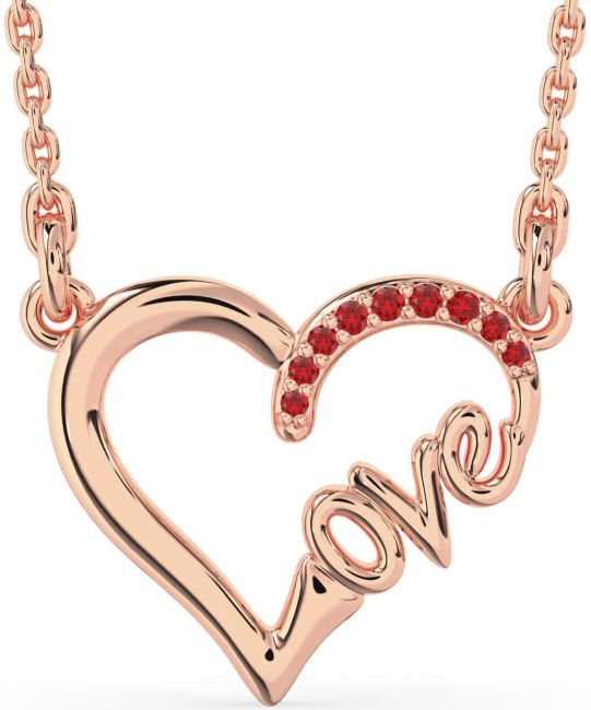 Ruby Rose Gold Heart Necklace