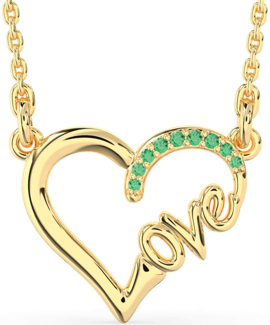 Emerald Gold Heart Necklace
