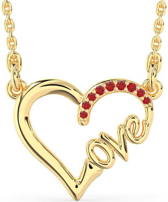 Ruby Gold Heart Necklace