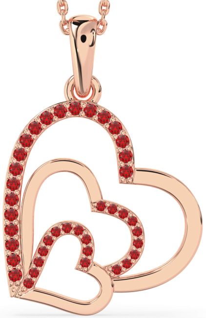 Ruby Rose Gold Heart Necklace