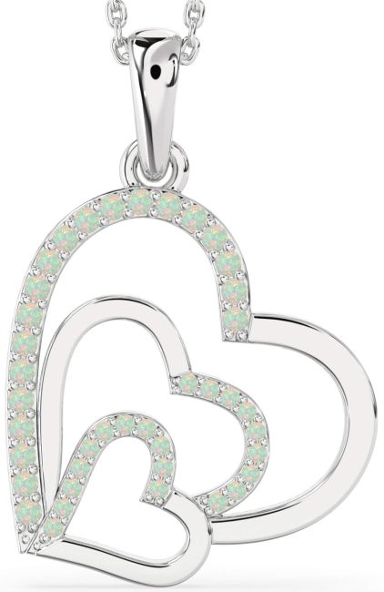 Opal Silver Heart Necklace