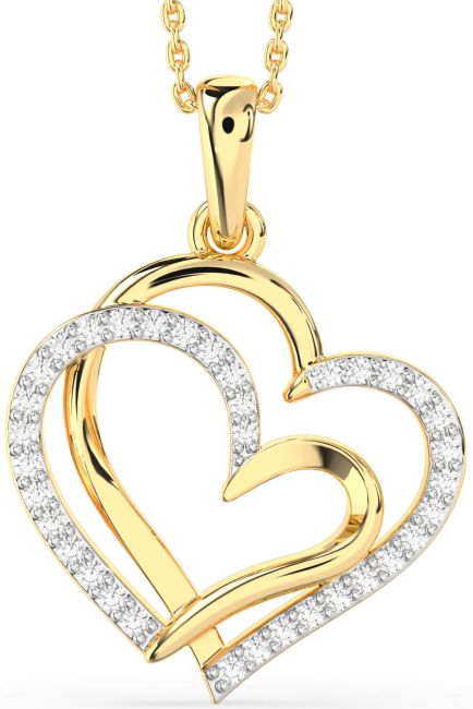Large Diamond Gold Heart Necklace