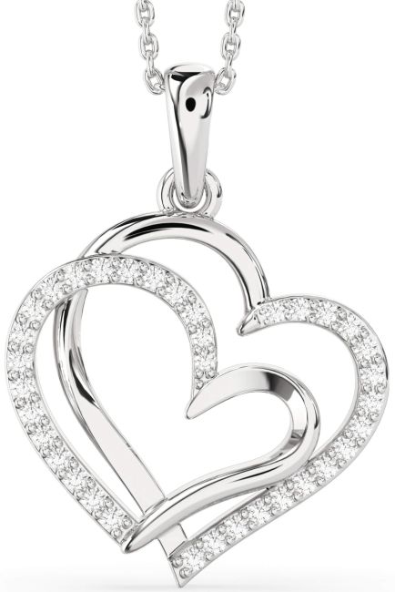 Large Diamond Platinum Heart Necklace