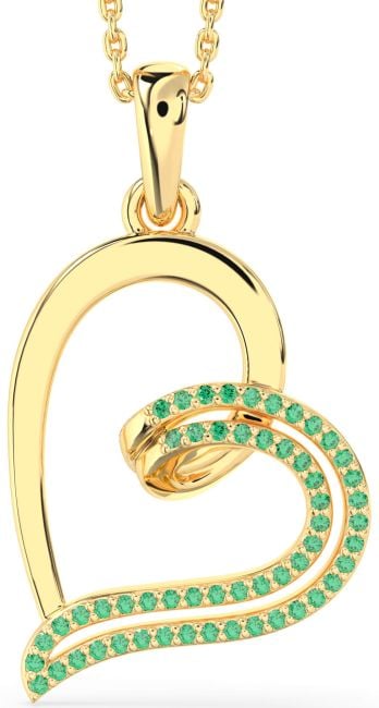Emerald Gold Heart Necklace