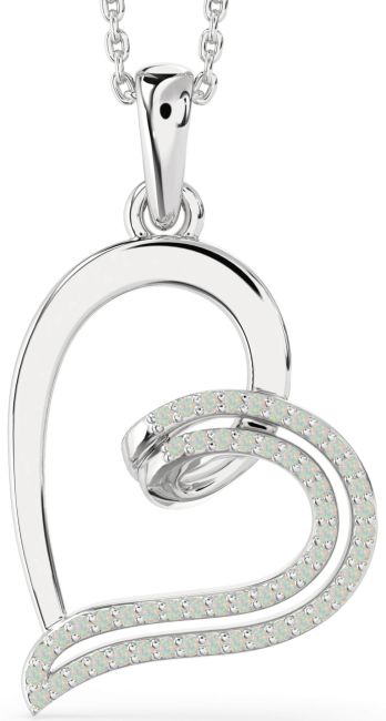 Opal Silver Heart Necklace
