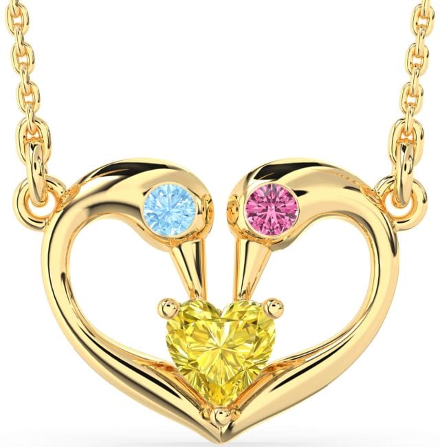 Gold Swan Heart Necklace