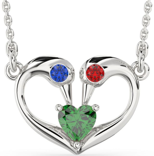 Platinum Swan Heart Necklace