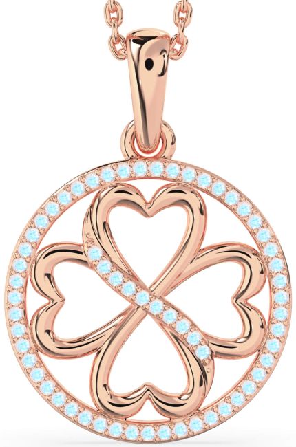Moonstone Rose Gold Clover Circle Necklace