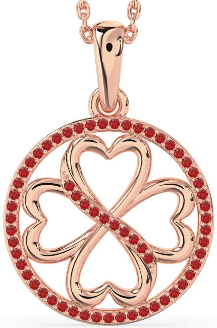 Ruby Rose Gold Silver Clover Circle Necklace