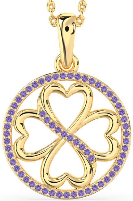 Alexandrite Gold Clover Circle Necklace