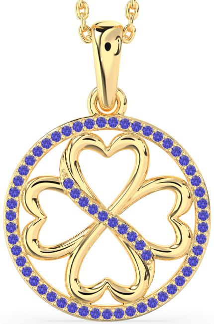 Tanzanite Gold Clover Circle Necklace