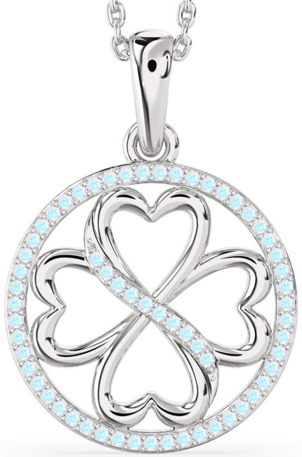 Moonstone Silver Clover Circle Necklace