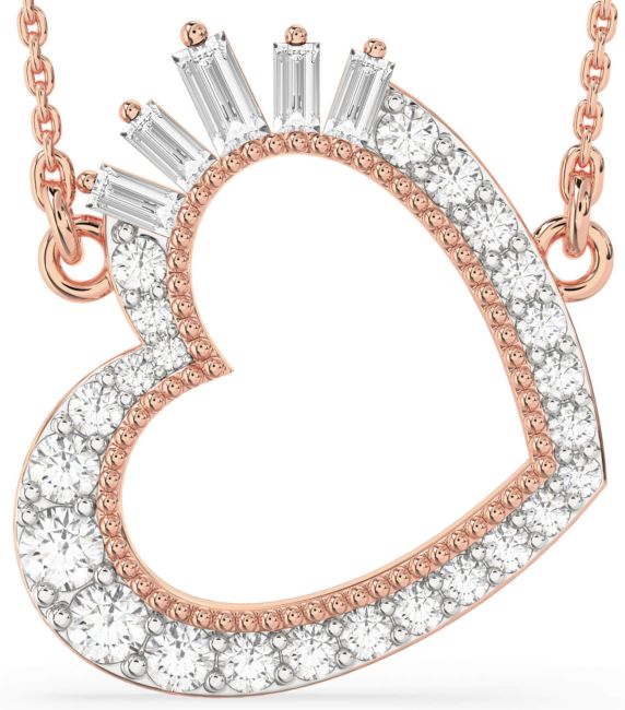 Large Diamond Rose Gold Heart Necklace