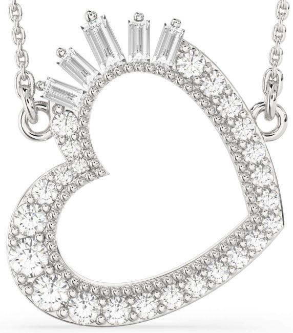 Large Diamond White Gold Heart Necklace