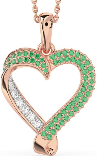 Emerald Rose Gold Heart Necklace