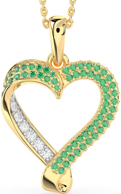 Emerald Gold Heart Necklace