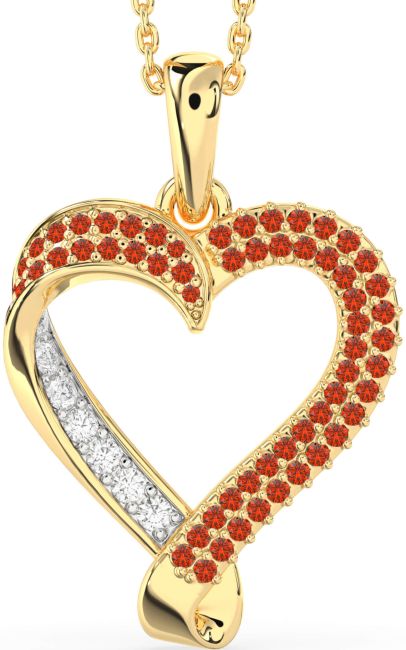 Fire Opal Gold Heart Necklace