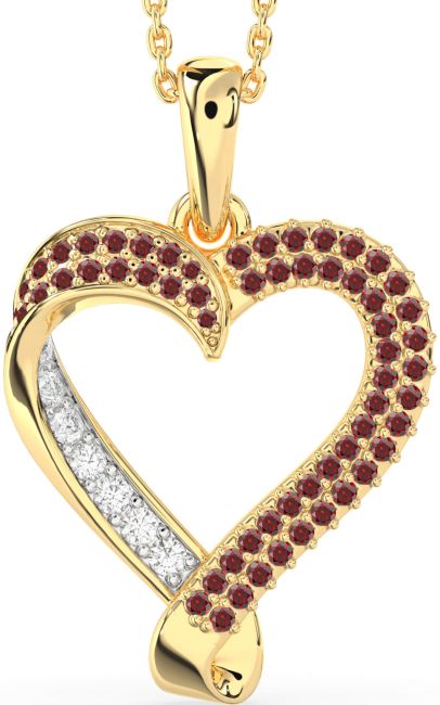 Garnet Gold Heart Necklace