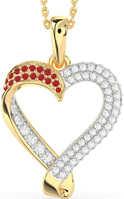 Diamond & Ruby Gold Heart Necklace