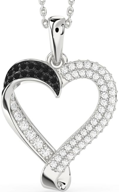 Black Diamond Silver Heart Necklace