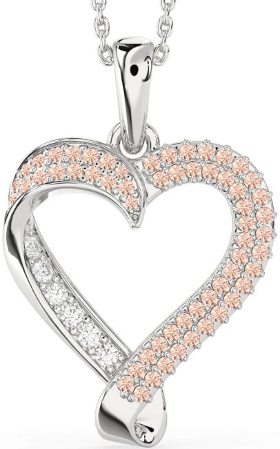 Morganite Silver Heart Necklace