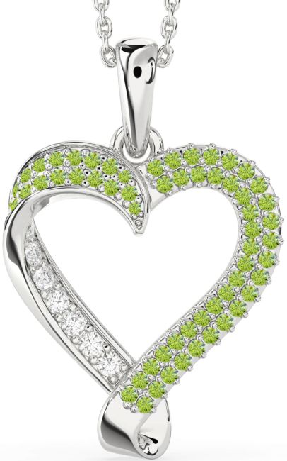 Peridot Silver Heart Necklace