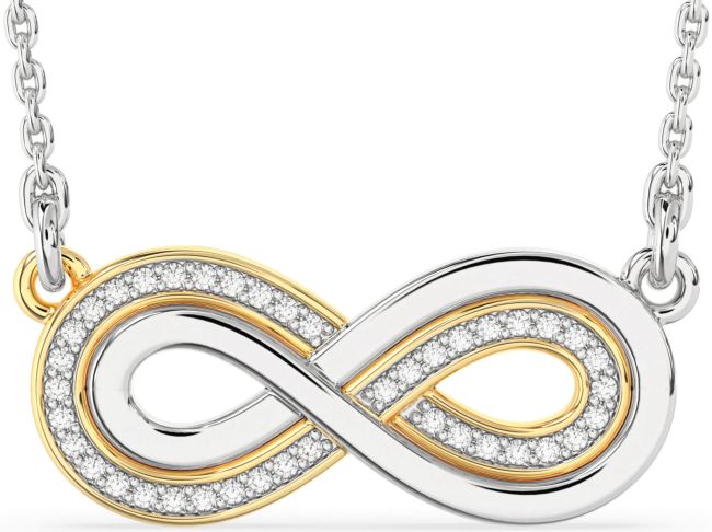 Large Diamond Gold Silver Infinity Necklace