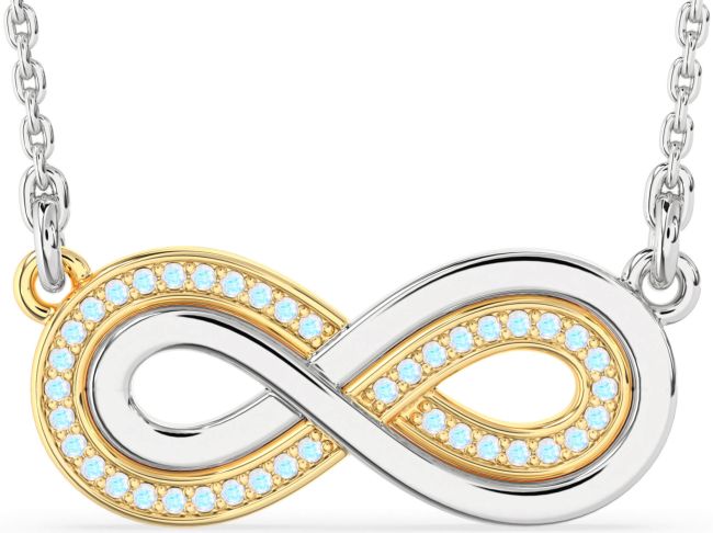 Large Moonstone Gold Silver Infinity Necklace